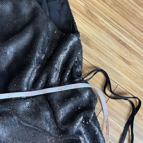 Free People Jumpsuit Womens XS New Years Black Tie Shiny Sequined Pantsuit - Picture 7 of 16